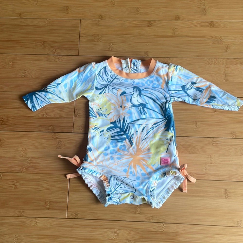 Rufflebutts long sleeve baby girl swimsuit 3-6M